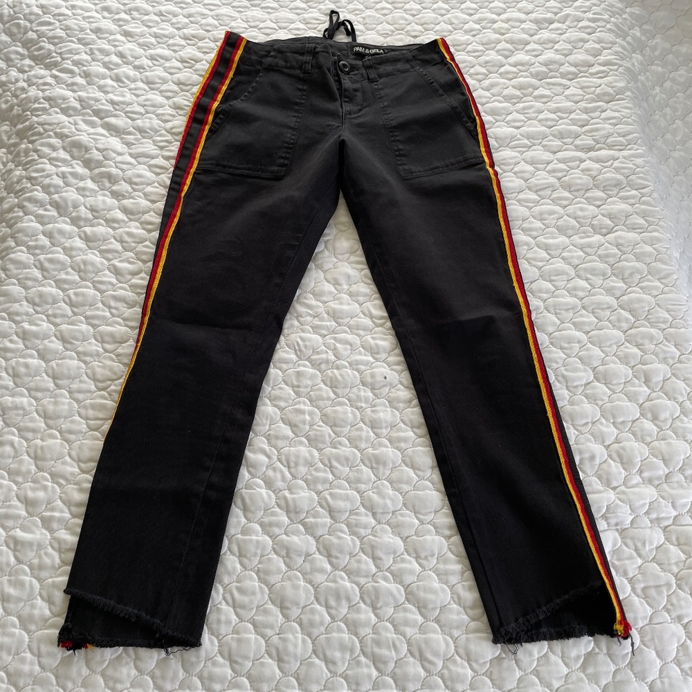Pam & Gela Raw Hem Hip Stripe Pant Size 25
